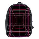 Retro Neon Grid Squares And Circle Pop Loop Motion Background Plaid School Bag (Large) Front