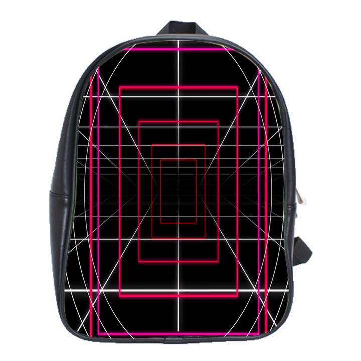 Retro Neon Grid Squares And Circle Pop Loop Motion Background Plaid School Bag (Large)