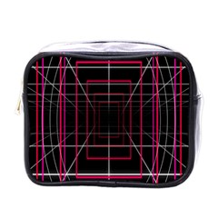 Retro Neon Grid Squares And Circle Pop Loop Motion Background Plaid Mini Toiletries Bags