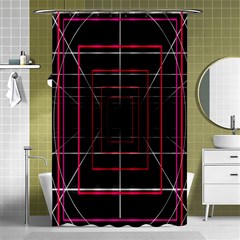 Retro Neon Grid Squares And Circle Pop Loop Motion Background Plaid Shower Curtain 48  X 72  (small) 