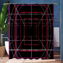 Retro Neon Grid Squares And Circle Pop Loop Motion Background Plaid Shower Curtain 60  X 72  (medium)  by Mariart