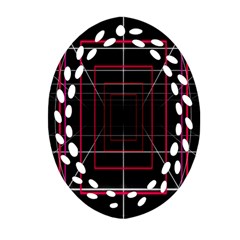 Retro Neon Grid Squares And Circle Pop Loop Motion Background Plaid Oval Filigree Ornament (two Sides) by Mariart