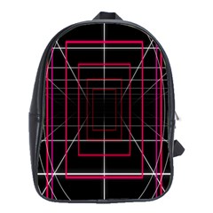 Retro Neon Grid Squares And Circle Pop Loop Motion Background Plaid School Bag (xl)