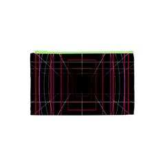 Retro Neon Grid Squares And Circle Pop Loop Motion Background Plaid Cosmetic Bag (xs)