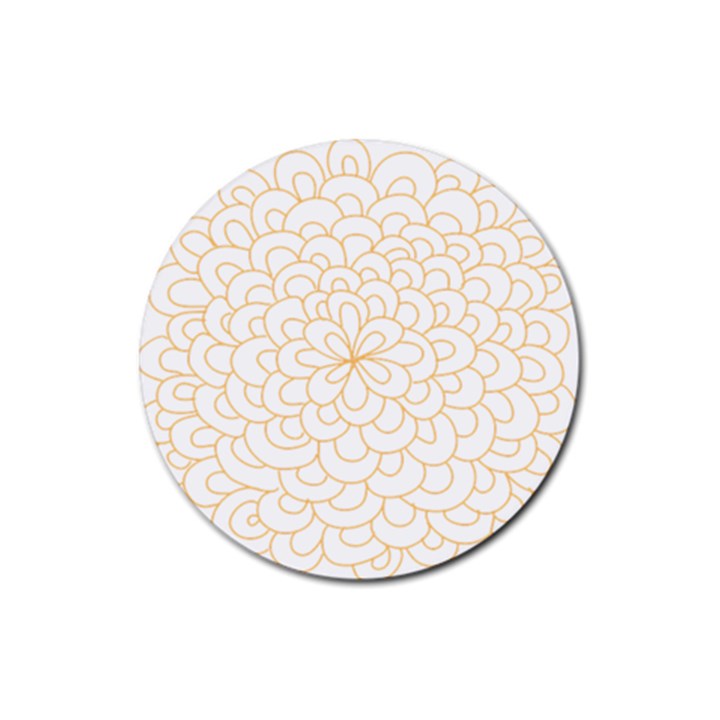 Rosette Flower Floral Rubber Round Coaster (4 pack) 