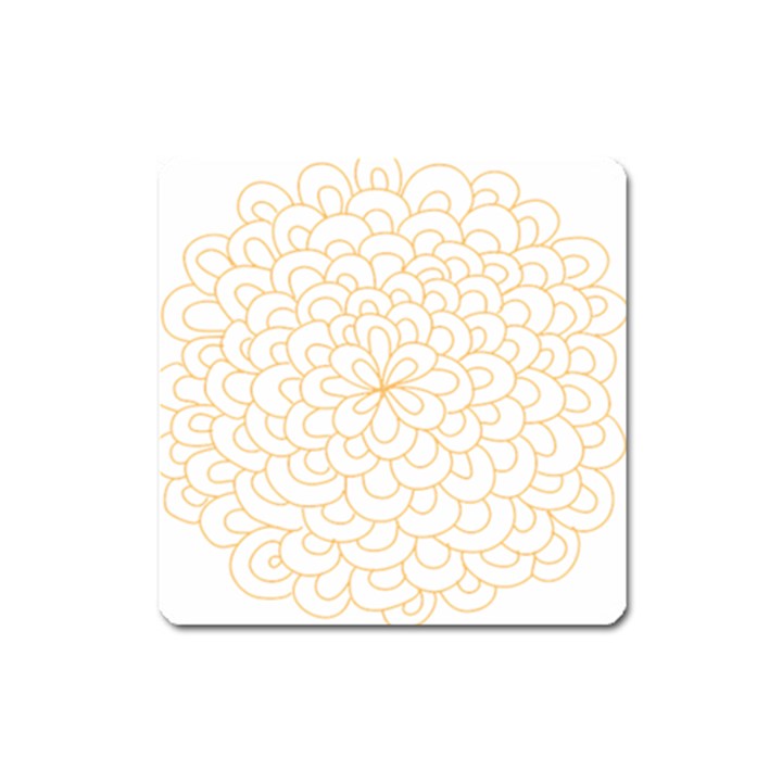 Rosette Flower Floral Square Magnet