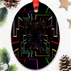 Seamless 3d Animation Digital Futuristic Tunnel Path Color Changing Geometric Electrical Line Zoomin Ornament (oval)