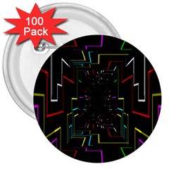 Seamless 3d Animation Digital Futuristic Tunnel Path Color Changing Geometric Electrical Line Zoomin 3  Buttons (100 Pack) 