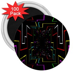 Seamless 3d Animation Digital Futuristic Tunnel Path Color Changing Geometric Electrical Line Zoomin 3  Magnets (100 Pack) by Mariart