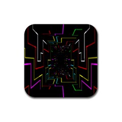 Seamless 3d Animation Digital Futuristic Tunnel Path Color Changing Geometric Electrical Line Zoomin Rubber Coaster (square)  by Mariart