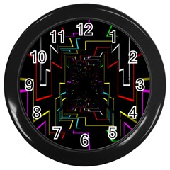 Seamless 3d Animation Digital Futuristic Tunnel Path Color Changing Geometric Electrical Line Zoomin Wall Clocks (black)