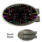 Seamless 3d Animation Digital Futuristic Tunnel Path Color Changing Geometric Electrical Line Zoomin Money Clips (Oval)  Front