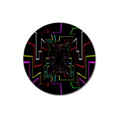 Seamless 3d Animation Digital Futuristic Tunnel Path Color Changing Geometric Electrical Line Zoomin Magnet 3  (round)