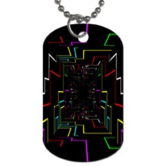 Seamless 3d Animation Digital Futuristic Tunnel Path Color Changing Geometric Electrical Line Zoomin Dog Tag (one Side)