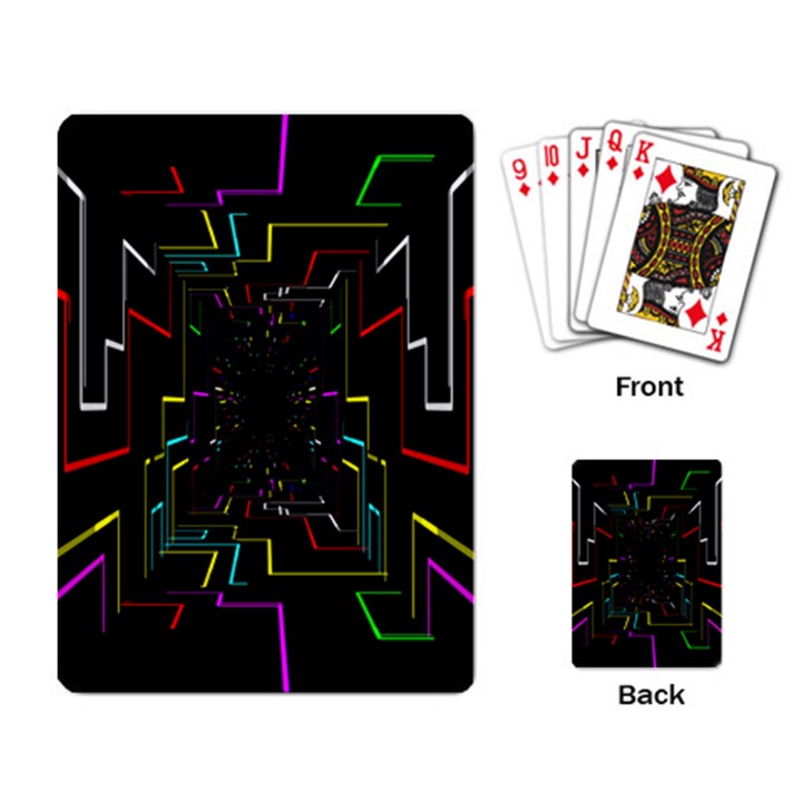 Seamless 3d Animation Digital Futuristic Tunnel Path Color Changing Geometric Electrical Line Zoomin Playing Card