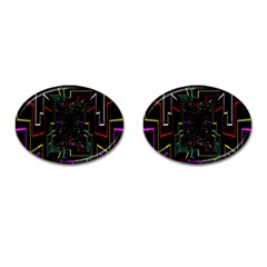 Seamless 3d Animation Digital Futuristic Tunnel Path Color Changing Geometric Electrical Line Zoomin Cufflinks (oval)