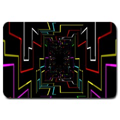 Seamless 3d Animation Digital Futuristic Tunnel Path Color Changing Geometric Electrical Line Zoomin Large Doormat  by Mariart