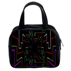 Seamless 3d Animation Digital Futuristic Tunnel Path Color Changing Geometric Electrical Line Zoomin Classic Handbags (2 Sides)