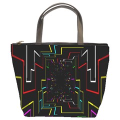 Seamless 3d Animation Digital Futuristic Tunnel Path Color Changing Geometric Electrical Line Zoomin Bucket Bags by Mariart