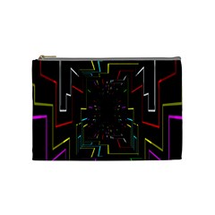 Seamless 3d Animation Digital Futuristic Tunnel Path Color Changing Geometric Electrical Line Zoomin Cosmetic Bag (medium)  by Mariart