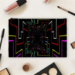 Seamless 3d Animation Digital Futuristic Tunnel Path Color Changing Geometric Electrical Line Zoomin Cosmetic Bag (large)  by Mariart