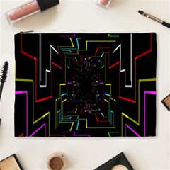 Seamless 3d Animation Digital Futuristic Tunnel Path Color Changing Geometric Electrical Line Zoomin Cosmetic Bag (xl) by Mariart