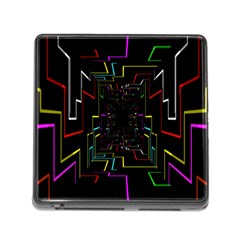 Seamless 3d Animation Digital Futuristic Tunnel Path Color Changing Geometric Electrical Line Zoomin Memory Card Reader (square)