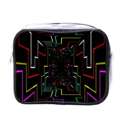 Seamless 3d Animation Digital Futuristic Tunnel Path Color Changing Geometric Electrical Line Zoomin Mini Toiletries Bags by Mariart