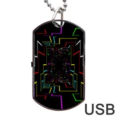 Seamless 3d Animation Digital Futuristic Tunnel Path Color Changing Geometric Electrical Line Zoomin Dog Tag Usb Flash (one Side) by Mariart