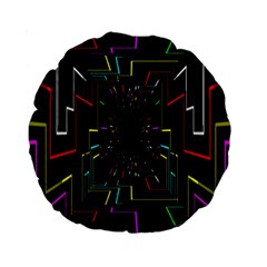 Seamless 3d Animation Digital Futuristic Tunnel Path Color Changing Geometric Electrical Line Zoomin Standard 15  Premium Round Cushions