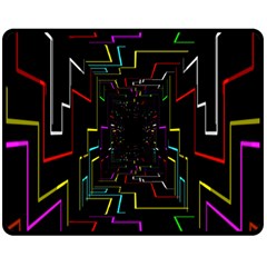 Seamless 3d Animation Digital Futuristic Tunnel Path Color Changing Geometric Electrical Line Zoomin Double Sided Fleece Blanket (medium)  by Mariart