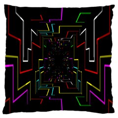 Seamless 3d Animation Digital Futuristic Tunnel Path Color Changing Geometric Electrical Line Zoomin Large Flano Cushion Case (two Sides) by Mariart