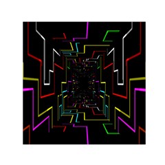 Seamless 3d Animation Digital Futuristic Tunnel Path Color Changing Geometric Electrical Line Zoomin Small Satin Scarf (square) by Mariart