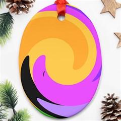 Spiral Digital Pop Rainbow Ornament (oval) by Mariart