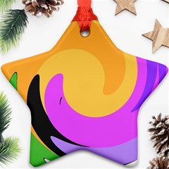 Spiral Digital Pop Rainbow Ornament (star) by Mariart