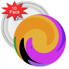 Spiral Digital Pop Rainbow 3  Buttons (10 Pack) 