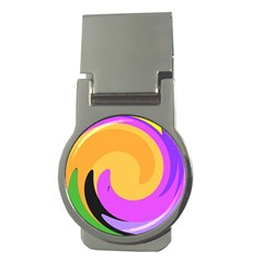 Spiral Digital Pop Rainbow Money Clips (round) 