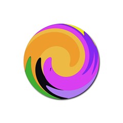 Spiral Digital Pop Rainbow Rubber Coaster (round) 