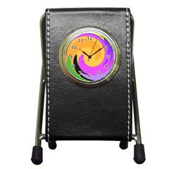 Spiral Digital Pop Rainbow Pen Holder Desk Clocks by Mariart