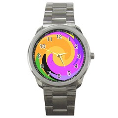 Spiral Digital Pop Rainbow Sport Metal Watch