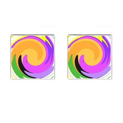 Spiral Digital Pop Rainbow Cufflinks (square) by Mariart