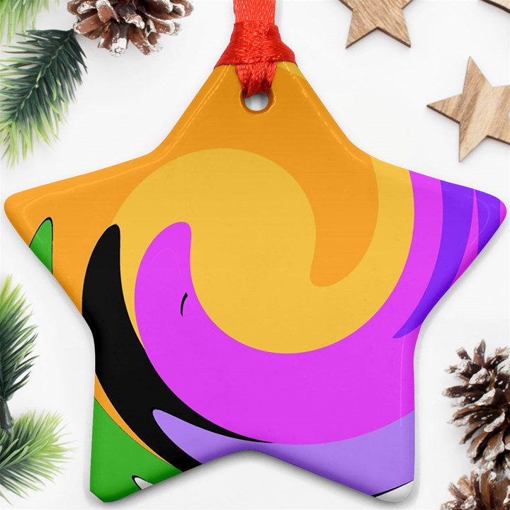 Spiral Digital Pop Rainbow Star Ornament (Two Sides)