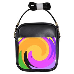 Spiral Digital Pop Rainbow Girls Sling Bags by Mariart