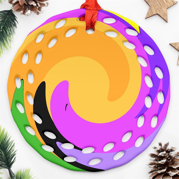 Spiral Digital Pop Rainbow Ornament (Round Filigree)