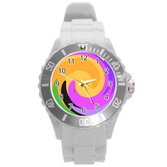 Spiral Digital Pop Rainbow Round Plastic Sport Watch (l) by Mariart