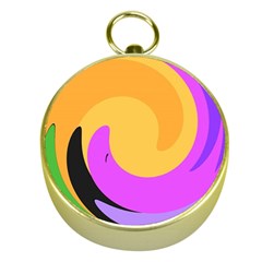 Spiral Digital Pop Rainbow Gold Compasses by Mariart