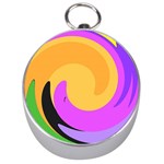 Spiral Digital Pop Rainbow Silver Compasses Front