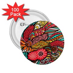 Seamless Texture Abstract Flowers Endless Background Ethnic Sea Art 2 25  Buttons (100 Pack) 