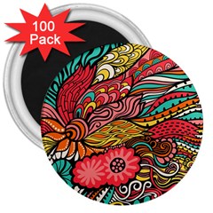 Seamless Texture Abstract Flowers Endless Background Ethnic Sea Art 3  Magnets (100 Pack)