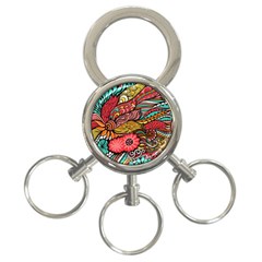 Seamless Texture Abstract Flowers Endless Background Ethnic Sea Art 3-ring Key Chains by Mariart